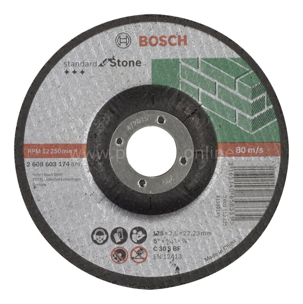 Bosch - 125*2,5 mm Standard Seri Bombeli Taş Kesme Diski (Taş) 2608603174