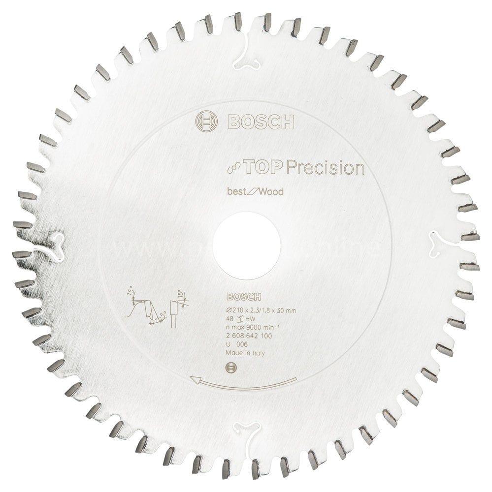 Bosch - Best Serisi Hassas Kesim Ahşap için Daire Testere Bıçağı 210*30 mm 48 Diş 2608642100