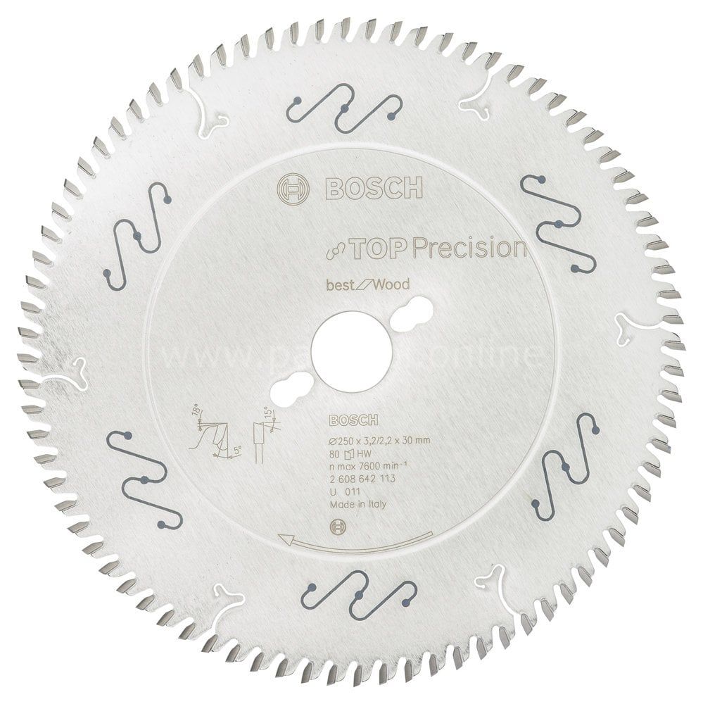 Bosch - Best Serisi Hassas Kesim Ahşap için Daire Testere Bıçağı 250*30 mm 80 Diş 2608642113