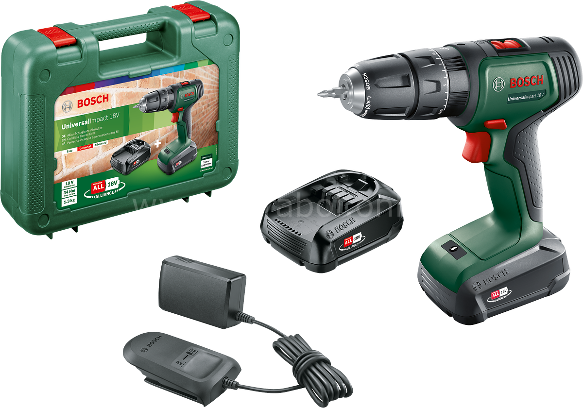 Bosch UniversalImpact 18 Çift Akülü Darbeli Delme Vidalama Makinesi (2 x 1,5Ah) 06039D4102
