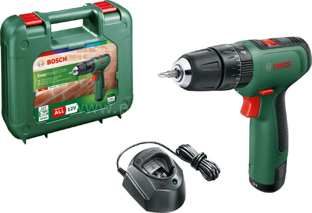 Bosch EasyImpact 1200 Akülü Darbeli Delme Vidalama Makinesi + GAL 1210 CV (Tek Akülü) 06039D3104