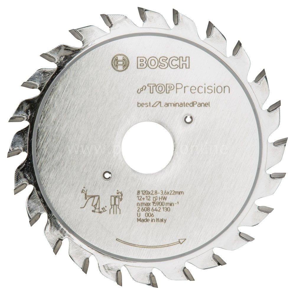Bosch - Best Serisi Hassas Kesim Lamine Panel için Ön Çizme Bıçağı 120*22 mm 12+12 Diş 2608642130