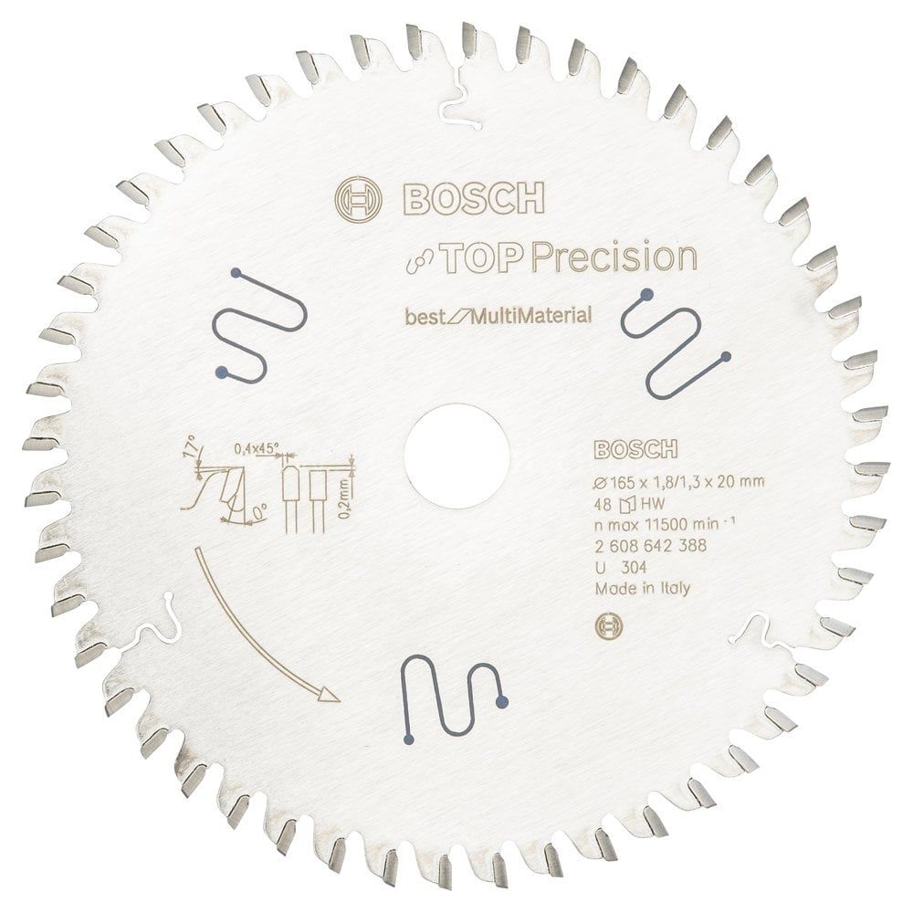 Bosch - Best Serisi Hassas Kesim Çoklu Malzeme için Daire Testere Bıçağı 165*20 mm 48 Diş 2608642388
